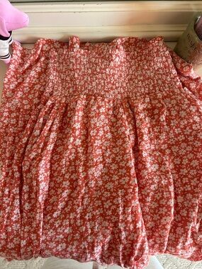 Billabong Coral Floral Smocked Skater Skirt
